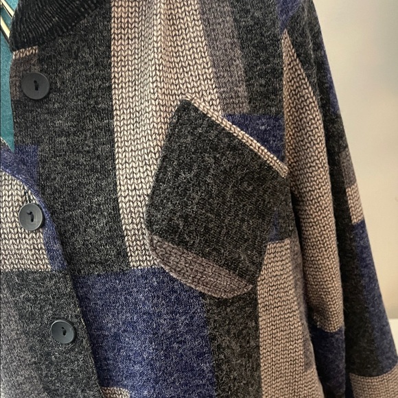 Terra Apparel Blue/Brown/Grey Tunic Button Down Sweater - Picture 11 of 11